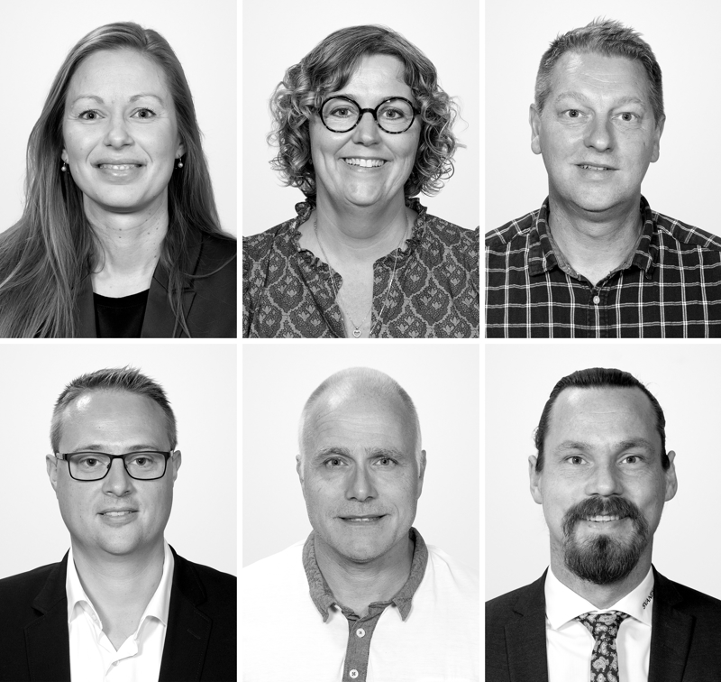 From left: Anne Mogensbæk Steen, Tina Donslund, Christian Møller, Casper Haugaard Banch, Sebastian Bovenkamp, Martin S. Haandbæk